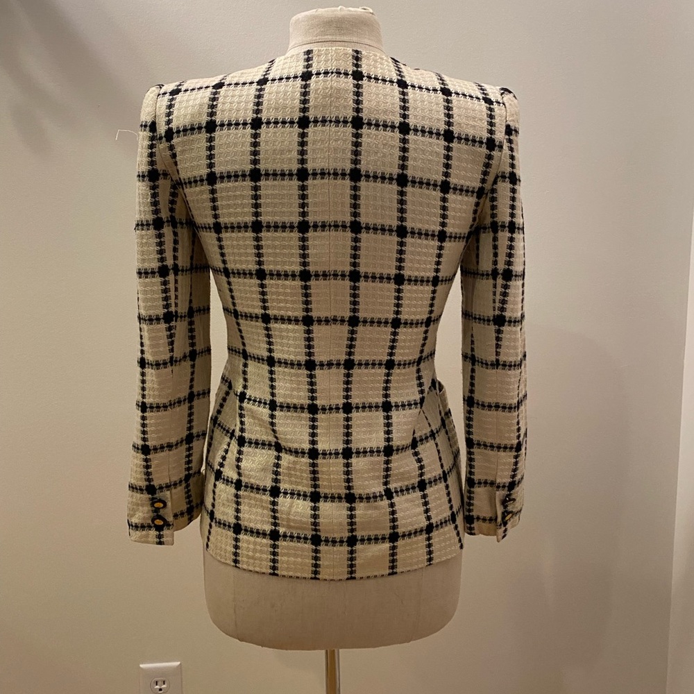 Casual Corner Womens Vintage Blazer Off White/Black Plaid /Gold Buttons/Size 2 P - Picture 8 of 13